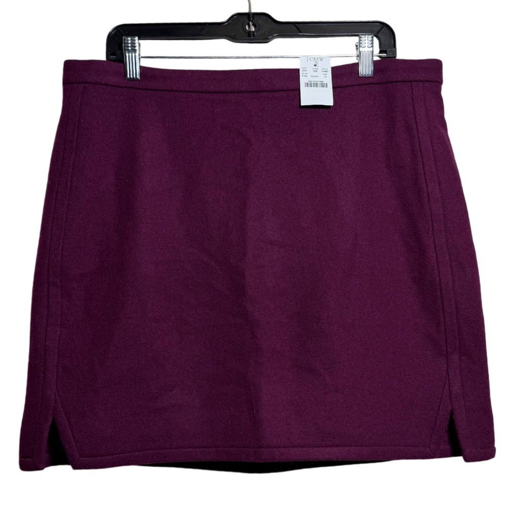 NEW J.Crew Womens Size 14 Wool Blend Mini Skirt Dark Berry Purple Fall Plum